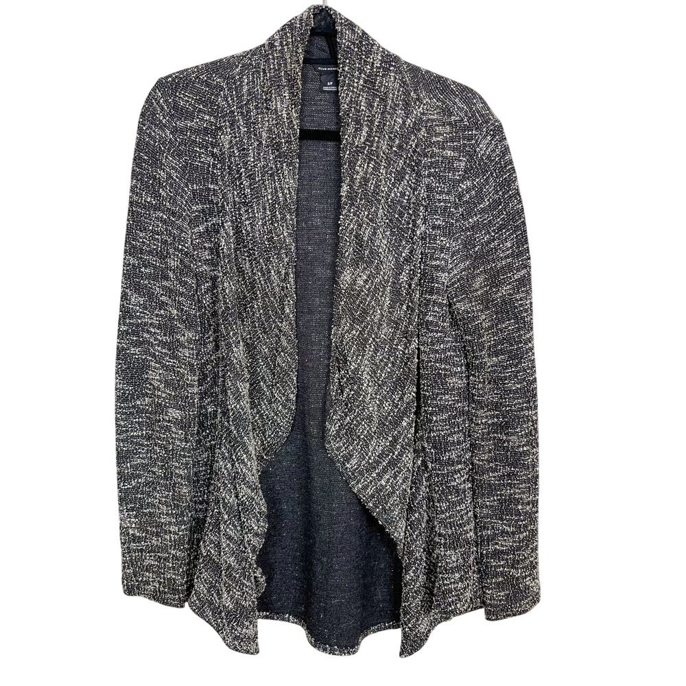 Club Monaco Small S Womens Gray Black Kiki Textured Drape Front Cardigan Sweater